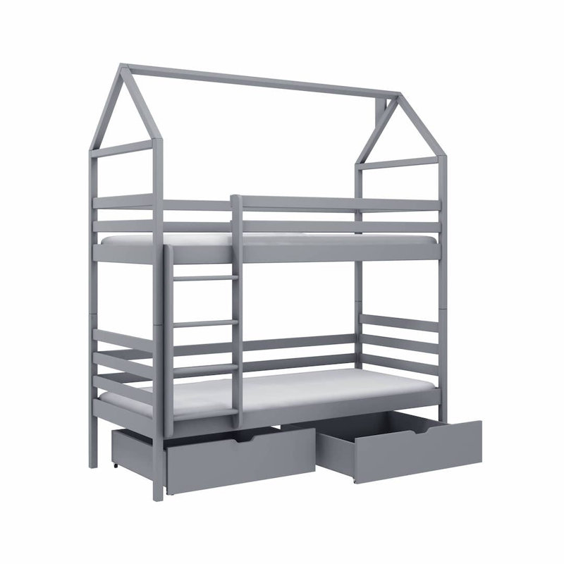 Gertie Bunk Bed House Beds with Storage Included, Grey