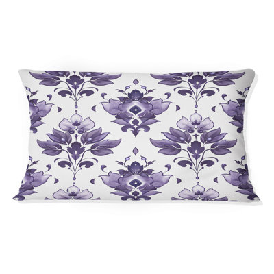 Coussin lombaire mauve blanc damassé Elegance I