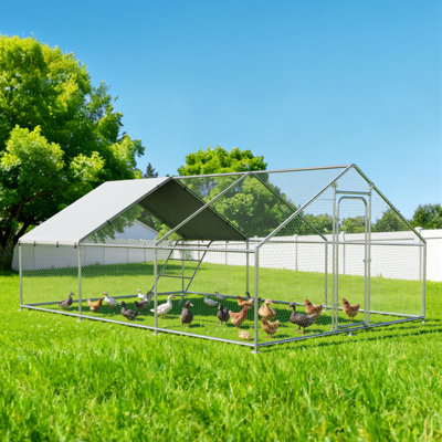 Large Chicken Coop With Chicken Roosting For 35 Chickens,Walk-In Poultry Cage,Outdoor Dog Kennel With Waterproof Roof & Lock