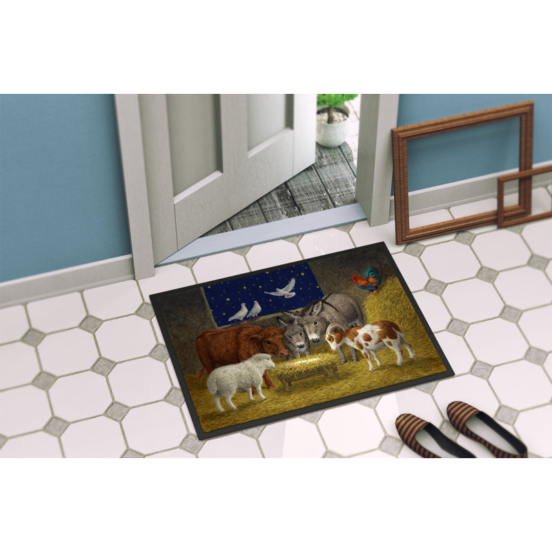 Lunnard Non-Slip Christmas Outdoor Doormat, 2' x 3'