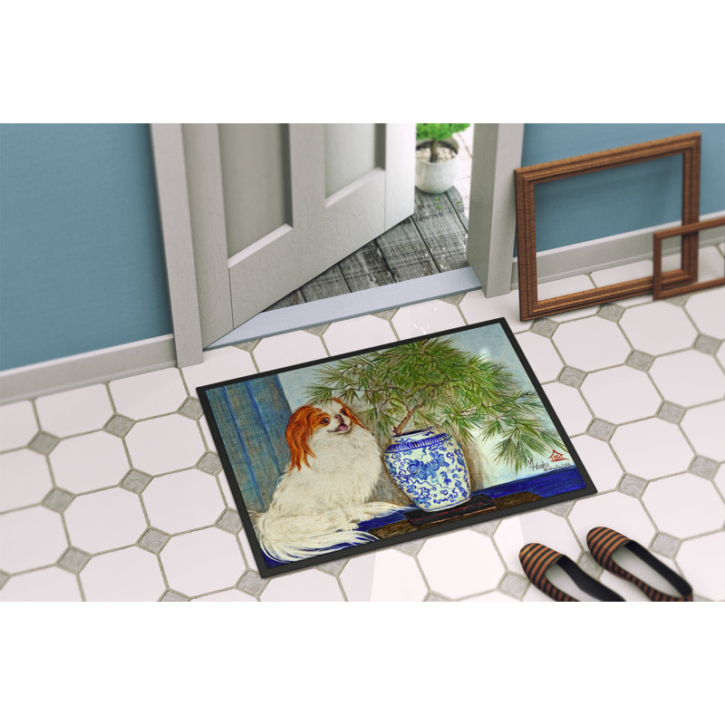 Paillasson d’extérieur antidérapant de style japonais Trussville, Rectangle 2 pi x 3 pi