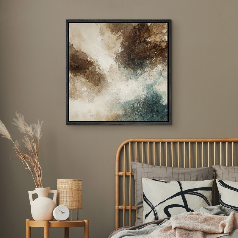 Framed Canvas Wall Art Abstract Print for Living Room Decor, 16.8" H x 16.8" W, Framed Print without Mat, Black