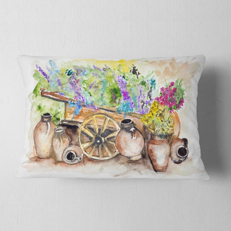Coussin lombaire floral lavande