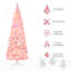 Arbre de Noël artificiel enneigé avec forme de crayon, branches réalistes en pin, lumières DEL blanc chaud, ouverture automatique, rose-115294596