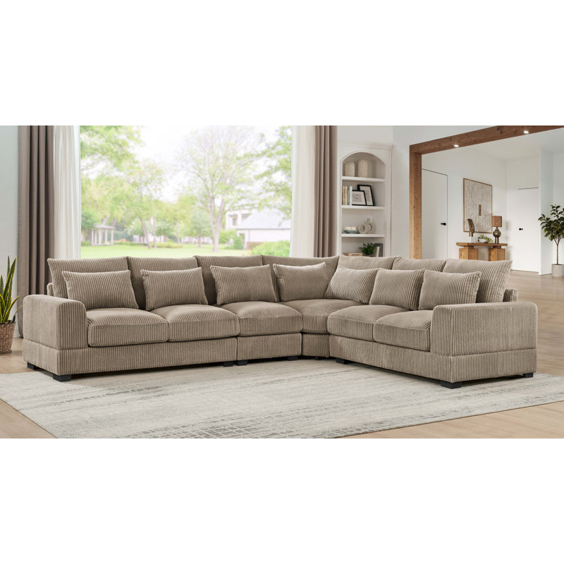 Laguna Modular Corduroy Sectional, Brown Corduroy