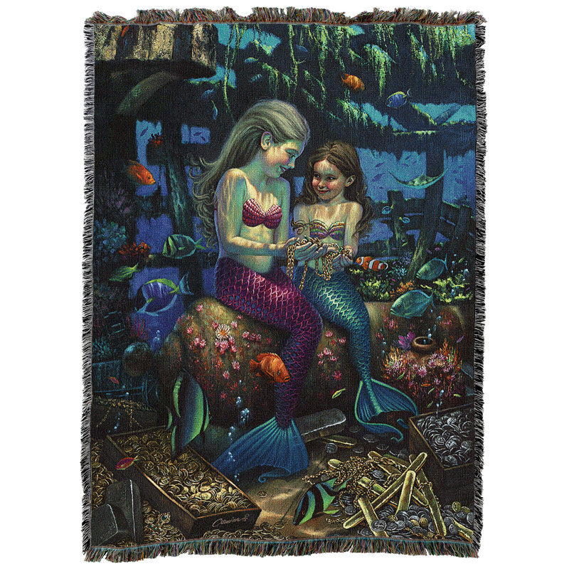 Pure Country Weavers Angels of The Deep Mermaid Blanket by Wil Cormier - Gift Fantasy Tapestry Throw Woven from Cotton - Made in The USA (72x54)