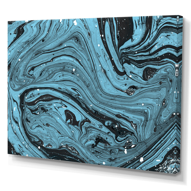 Marbre bleu - peinture sur toile, H 16 po x l 32 po x P 1 po, Toile tendue