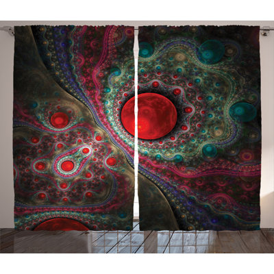 Pearls Abstract Semi-Sheer Rod Pocket Curtain Panels