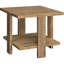 Table basse et de bout carrée deux pièces, finition manguier, bois d'ingénierie, table de rangement ouverte de style rustique, bois franc d'aspect, pieds larges pour le soutien