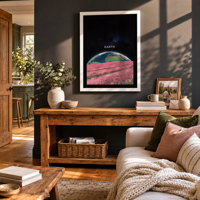 Earth in Dreamscape Surrealism - Framed Print