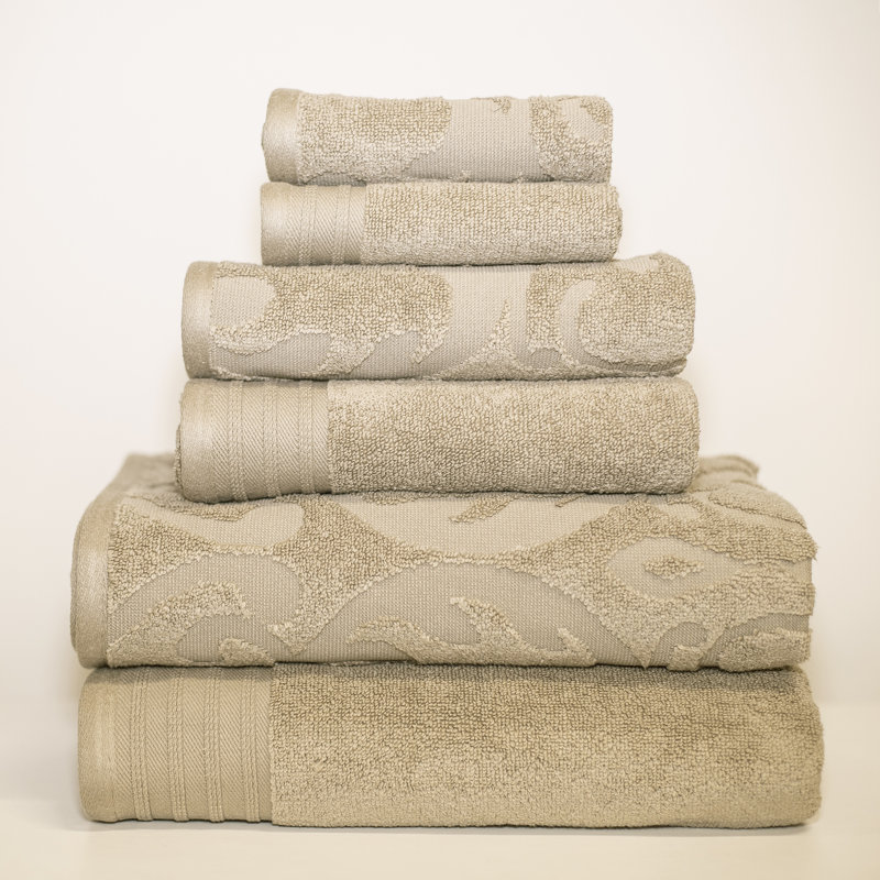 Modern Threads Jacquard 6-Piece, 2 Bath Towels, 2 Hand Towels, 2 Washcloths, Solid Ultra Soft 550GSM 100% Combed Cotton Towel Set