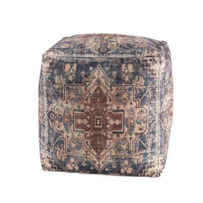 Taj Traditional Medallion Power-loomed Square Ottoman Pouf