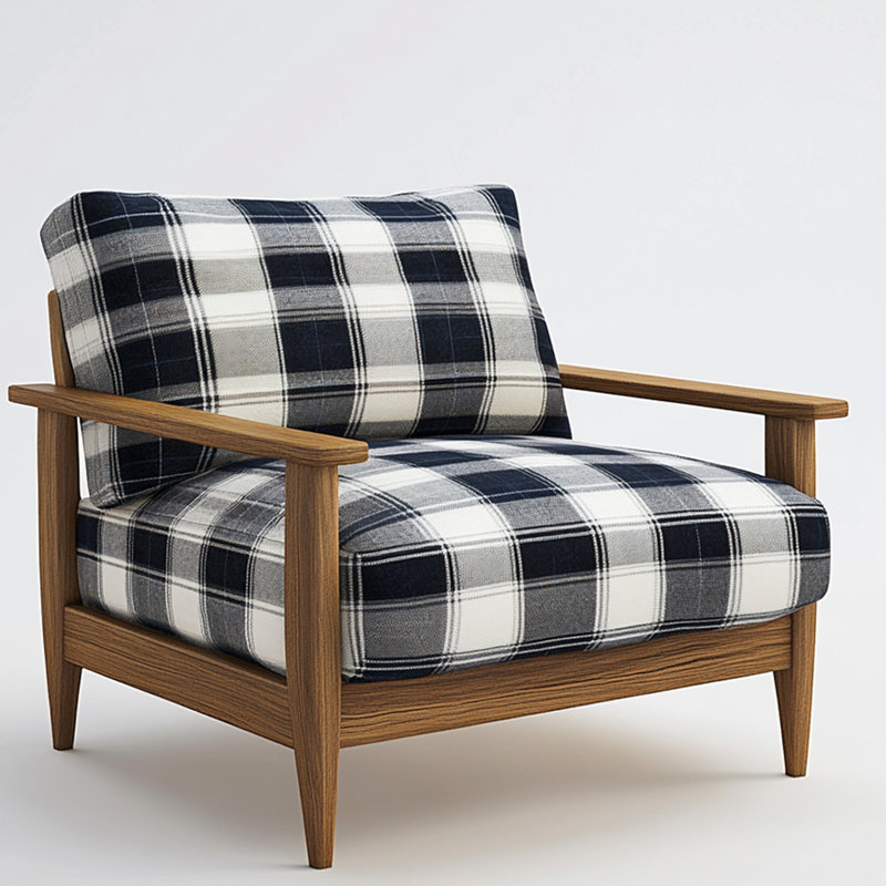 Nordic Style Checked Single Sofa