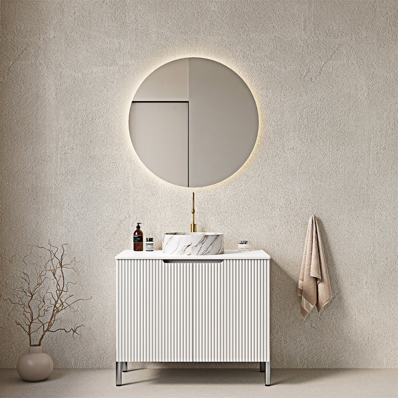 Meuble-lavabo autoportant avec lavabo, Blanc