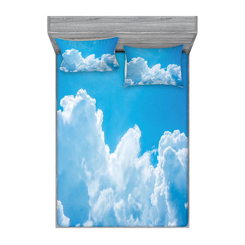 Clouds Microfiber Sheet Set, Full Sheet Set with Fitted Sheet