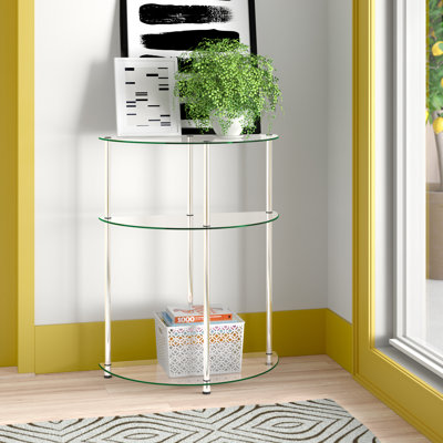 Beckett 23.75" Glass 3 Tier Half-Circle Display Console Table