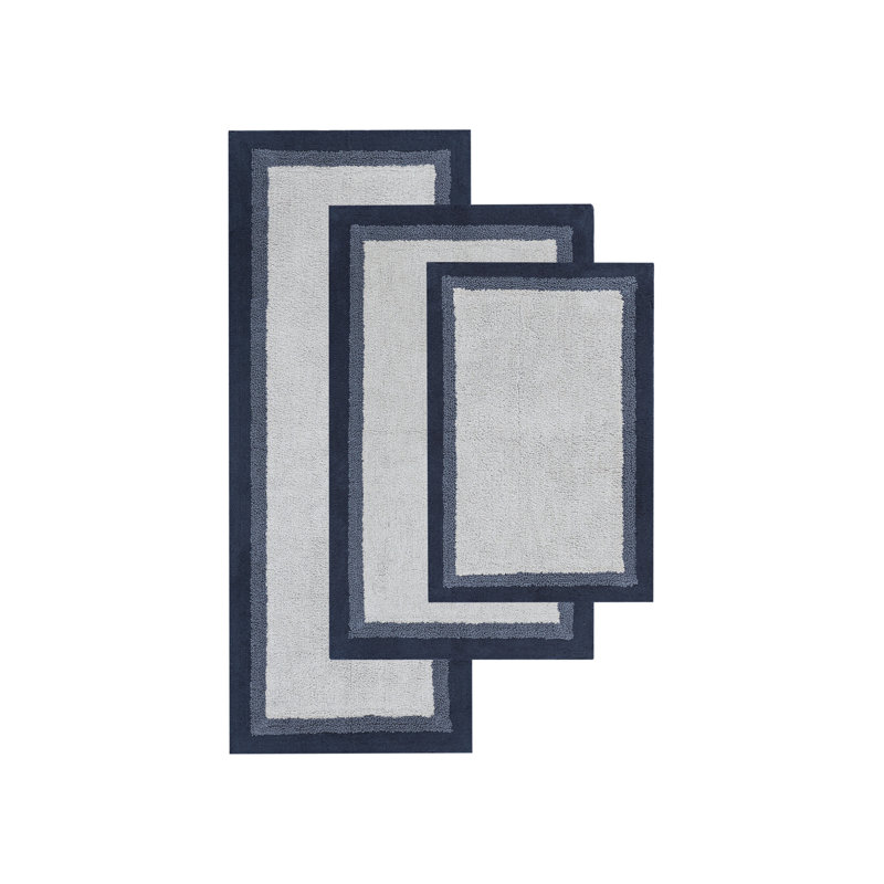 Amherst Navy 100% Cotton Rectangle Tufted 20x30'' Bath Rug, 20" W x 30" L, Navy