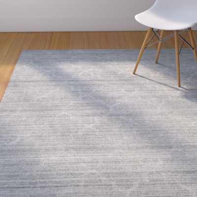 Winsett Loom Knotted Viscose/Wool Geometric Rug in Gray