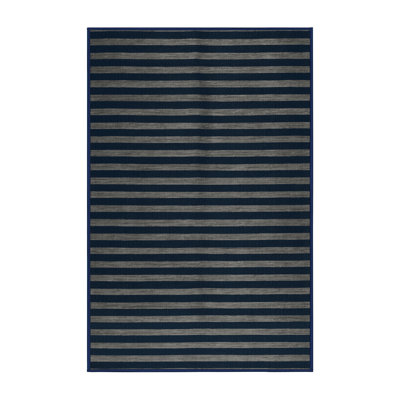 Tapis gris à rayures horizontales lavable à la machine