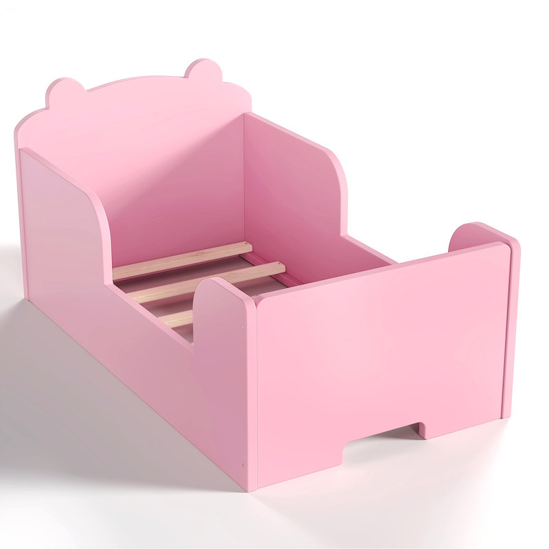 Floor Bed Frame, Bear Shape Toddler Bed, Lit simple, Pink