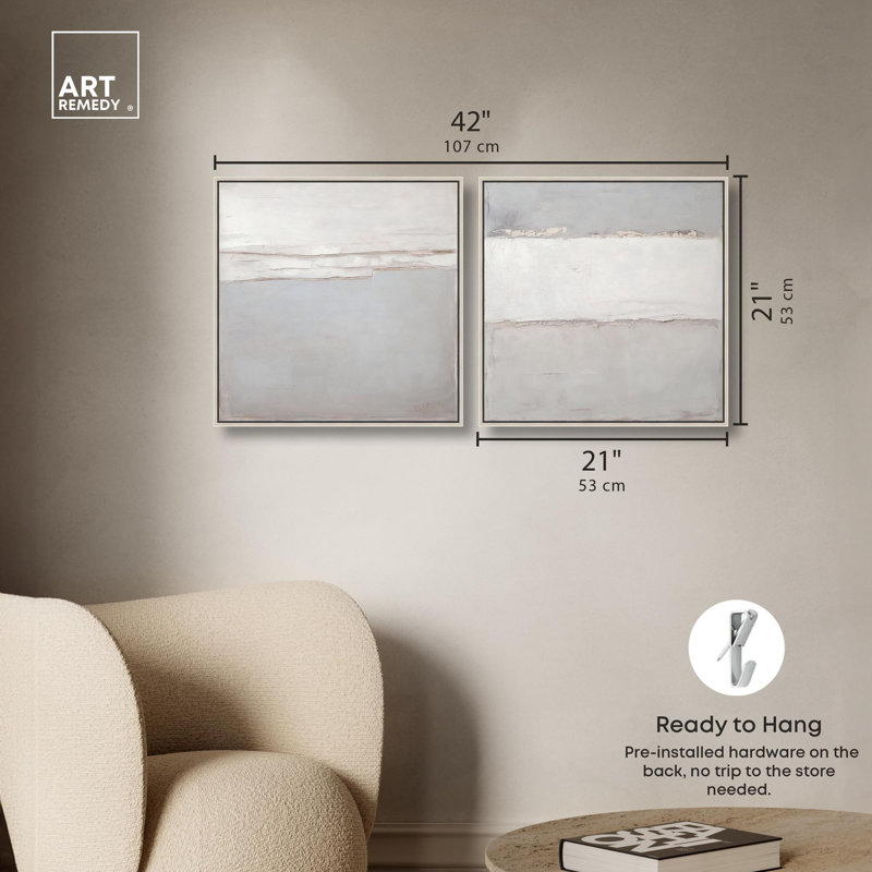 "Luxe", ensemble de 2 reproductions d'art sur toile par , H 21 po x l 21 po, Argent argent