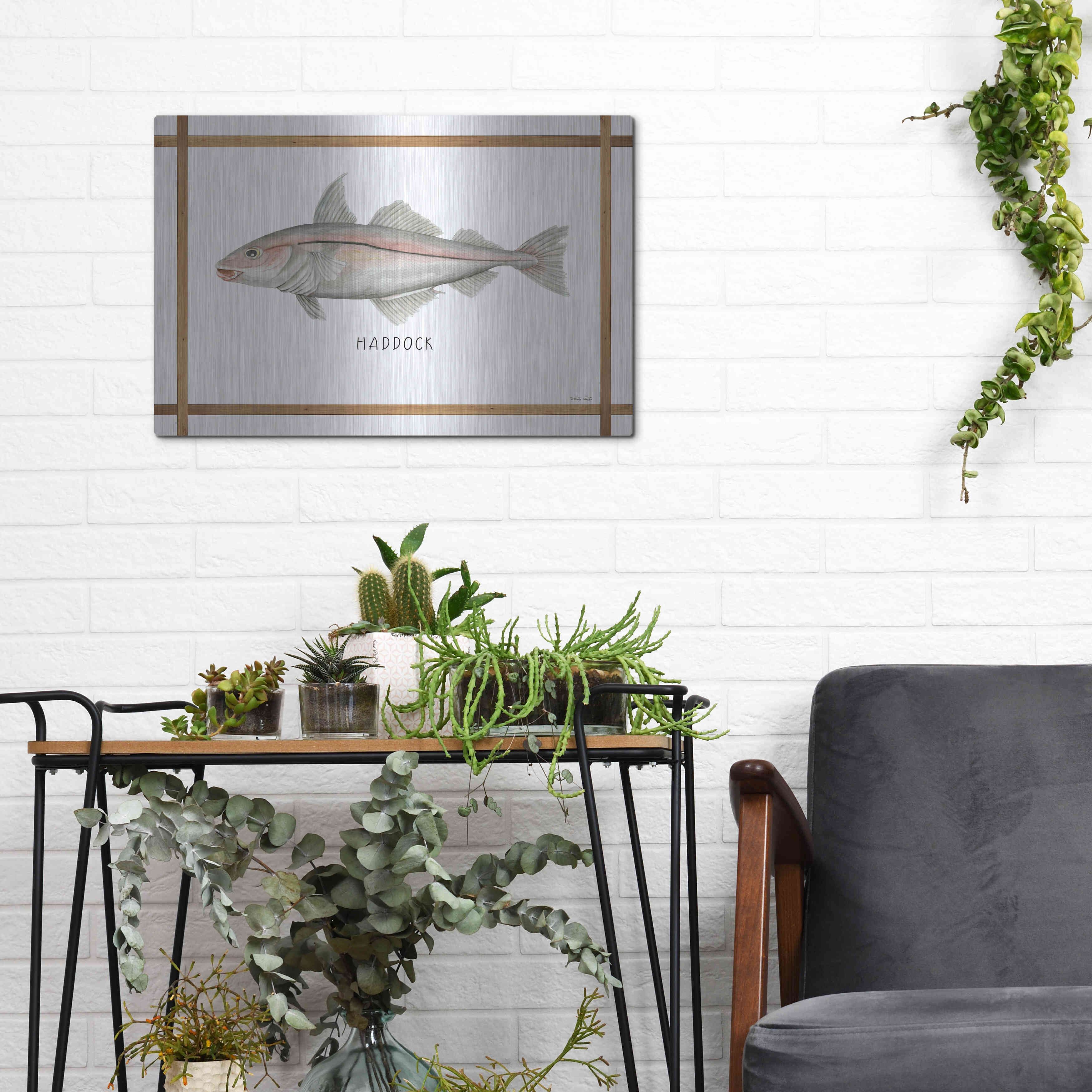 Beachcrest Home™ 'Haddock on White' by Cindy Jacobs, Metal Wall Art