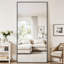 Miroir surdimensionné sur toute la longueur avec support, miroir sur pied corps entier, miroir de plancher avec miroir mural rectangulaire en alliage d'aluminium-1494389483-1494389484