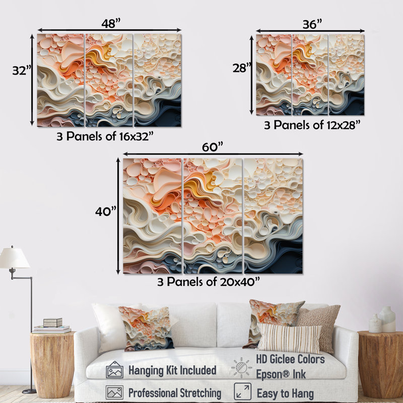 Ensemble abstrait d'art mural, décoration murale moderne - composition abstraite harmonie, Toile tendue