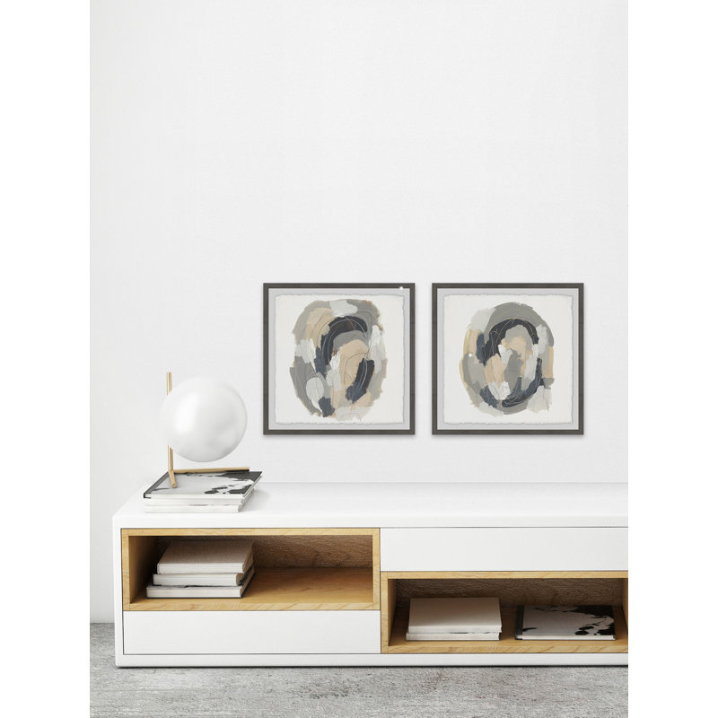 « neutral vortex v », ensemble de 2 reproductions de peintures à l’acrylique encadrées, H 24 po x l 24 po x L 1,5 po