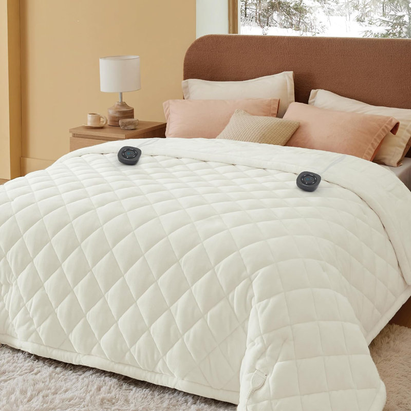 Couverture chauffante matelassée Cozy Winter Collection, Crème, crème, Très grand lit