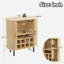 Armoire à vin cannelée avec support à vin à 8 grilles, 5 tablettes réglables à 5 niveaux, 2 porte-verres, 4 espaces de rangement cachés et portes coulissantes-2047804552