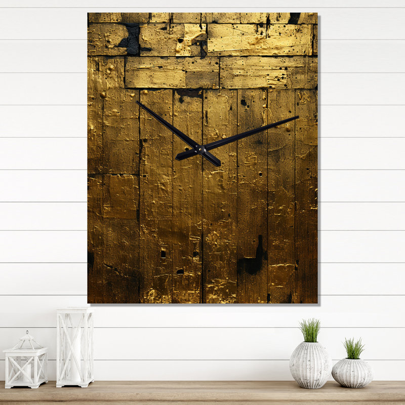 Golden Passage Of Time - Horloge murale géométrique moderne surdimensionnée, H 32 po x l 16 po x P 1 po
