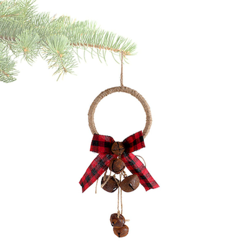 12'' Plaid Wood Hanging Figurine Ornament