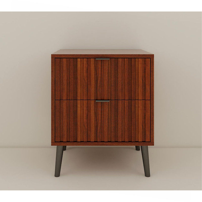 Wooden Nightstand With 2 Drawers