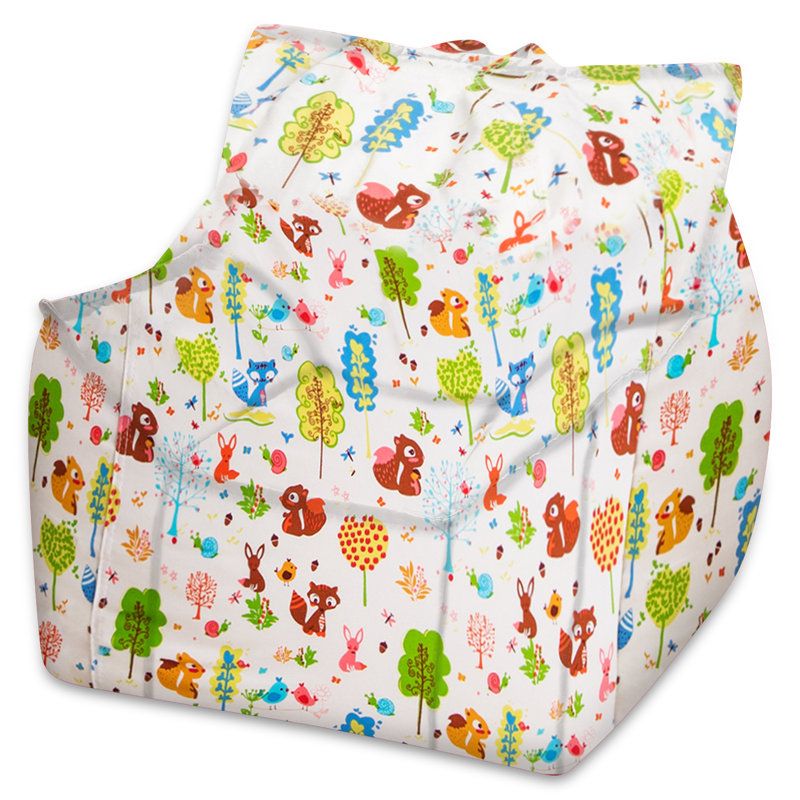 Fauteuil à billes Posh Creations, Forêt, bestioles sur fond blanc