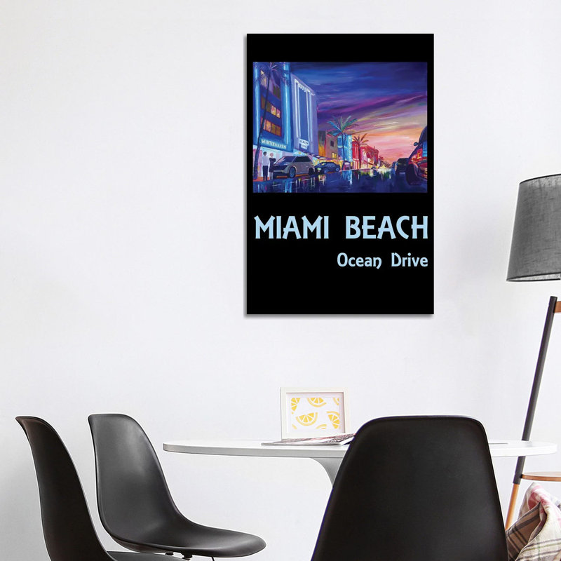 Miami Beach Ocean Drive Poster by Markus & Martina Bleichner - Wrapped Canvas Gallery-Wrapped Canvas Giclée