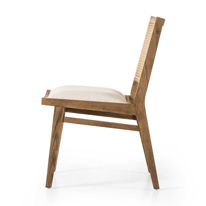 Sage Upholstered Dining Chair, Cream Flax Polyester Blend, Toasted Oak