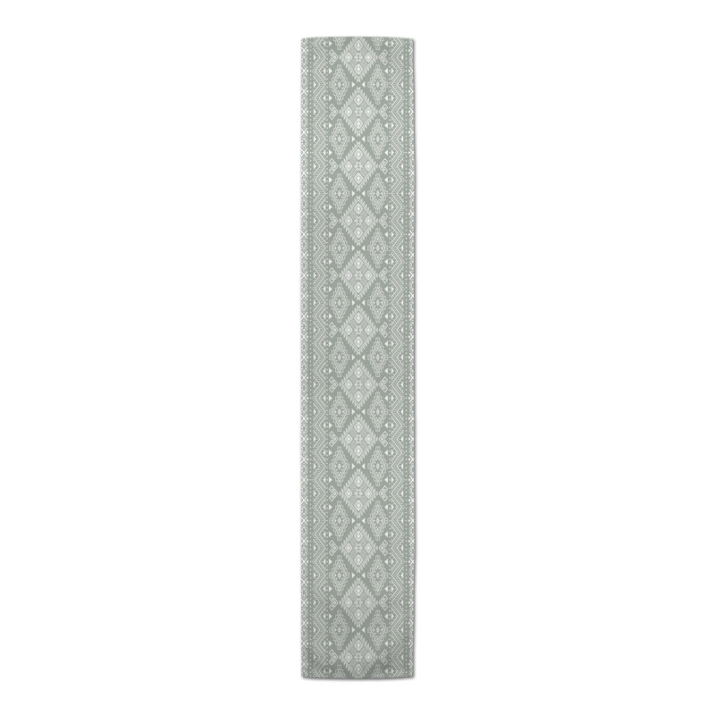 Fong Geometric Table Runner, 72" x 16", Green