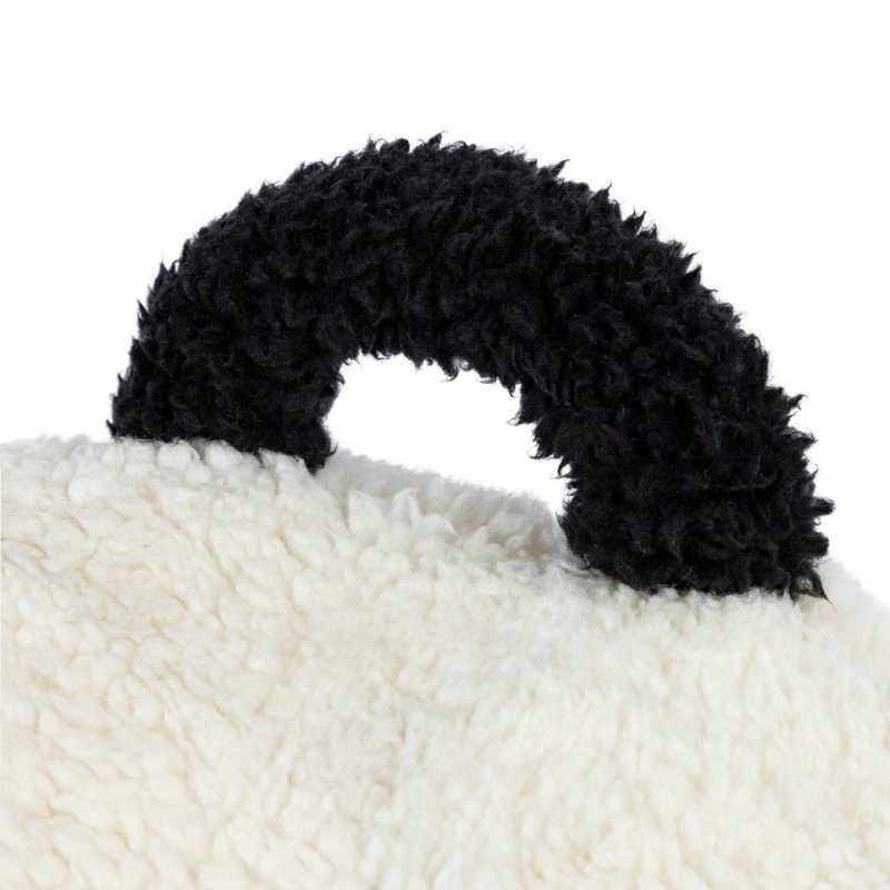  Coussin de dossier en fausse fourrure, Noir / blanc