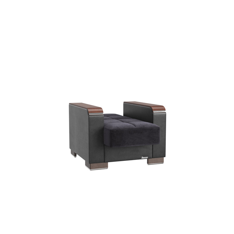 Nadler X Fabric Upholstered Convertible 3-in-1 Sleeper Arm Chair With Storage, Chocolate Microfiber/Microsuede