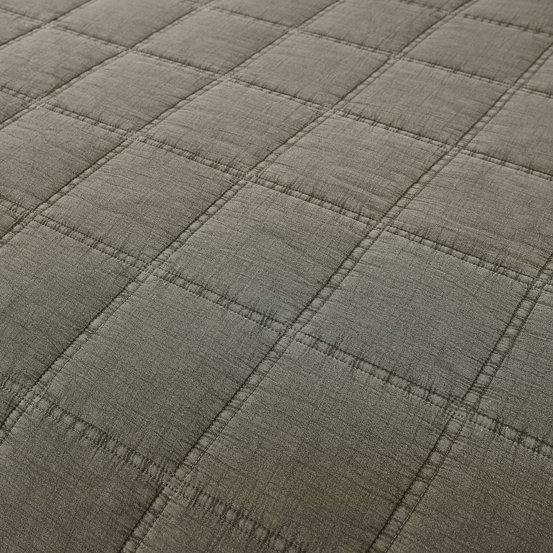 Logan Stone Washed Cotton Quilt 3Pc Set, Queen Quilt + 2 Standard Shams, Gray