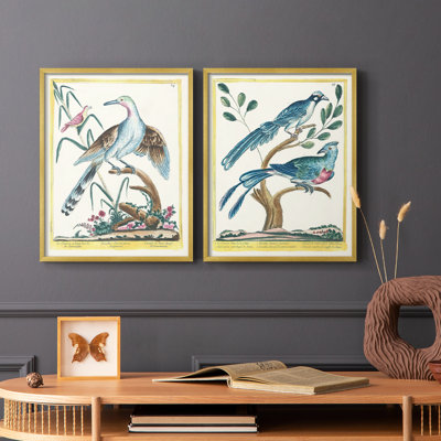 «Pastel Birds V-Premium», reproduction encadrée prête à accrocher - aucun clou requis - aucun clou requis