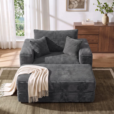 51.2"W Corduroy Sofa Bed Boneless Sleeper with Pillows