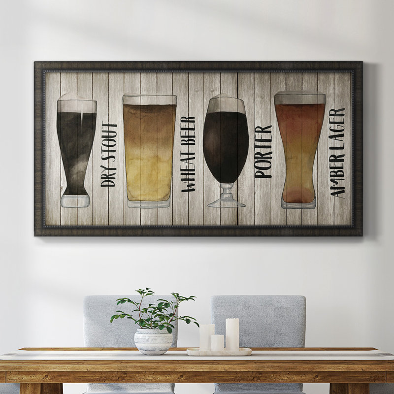 Tableau encadré de qualité supérieure Beer Beer II - prêt à être accroché, Noir, H 25 po x l 45 po x P 1 po
