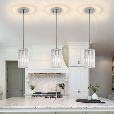 Luminaire suspendu moderne en cristal 1 lumière à hauteur réglable 