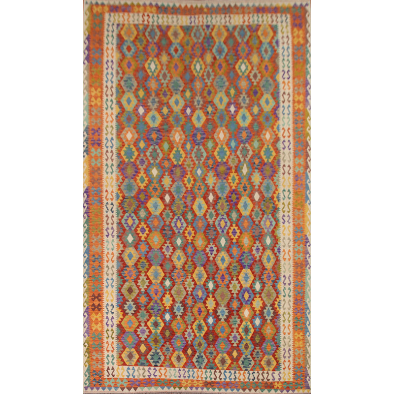 Geometric Kilim Wool Large Rug 10x16