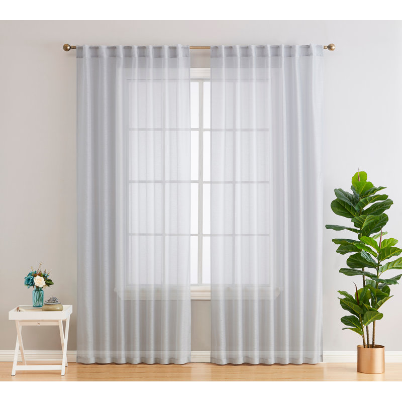 Lauren Semi Sheer Curtain Pair, 54" W x 72" L, Silver Gray