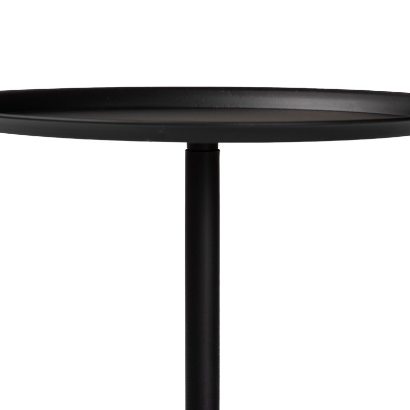 Baxton Studio Webb Metal Pedestal Side Table – Modern Accent Table With Round Tray Top For Indoor Or Semi-Outdoor Use, Black