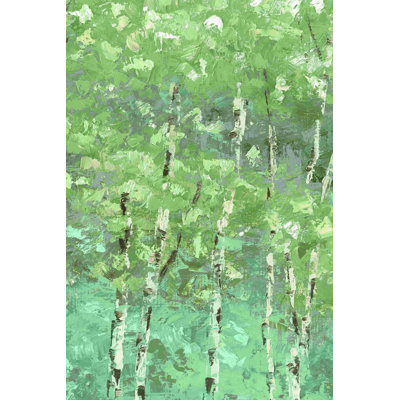 Bouleaux peints en vert