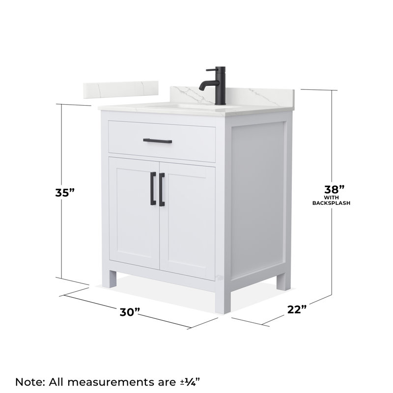 30 in. Single Vanity, White, Matte Black, Giotto Quartz